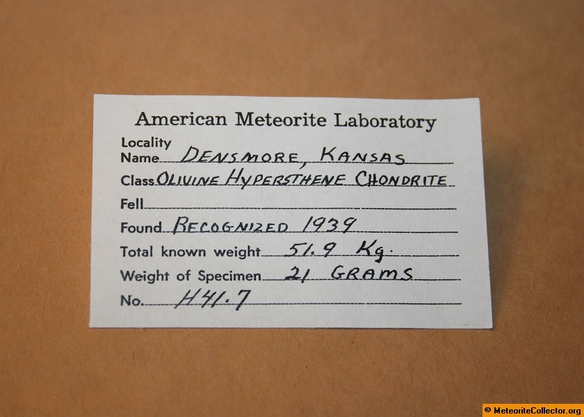 American Meteorite Laboratory Label