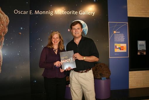 Oscar E. Monnig Meteorite Gallery Director Teresa Moss with Russ Finney